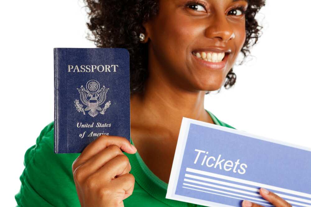 A woman with passport