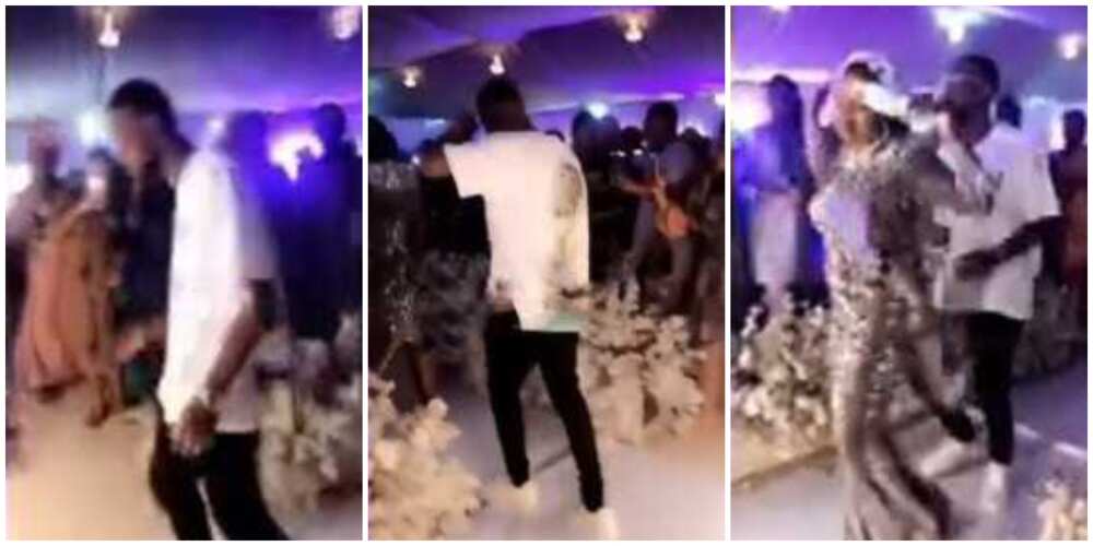 Video of newly wedded husband wearing only shirt and jean at his wedding reception in Lagos sparks reactions
