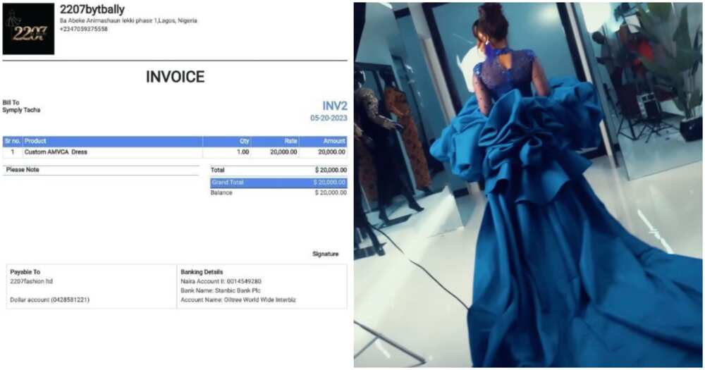 BBNaija star Tacha and her dress receipt