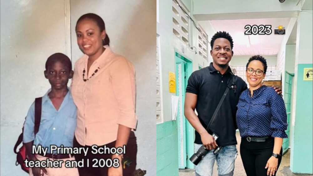 Teacher posed for another picture with student decade after Teacher posed for another picture with student decade after