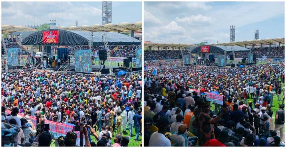 Photos, Video As Thousands of Tinubu Supporters Storm Onikan Stadium