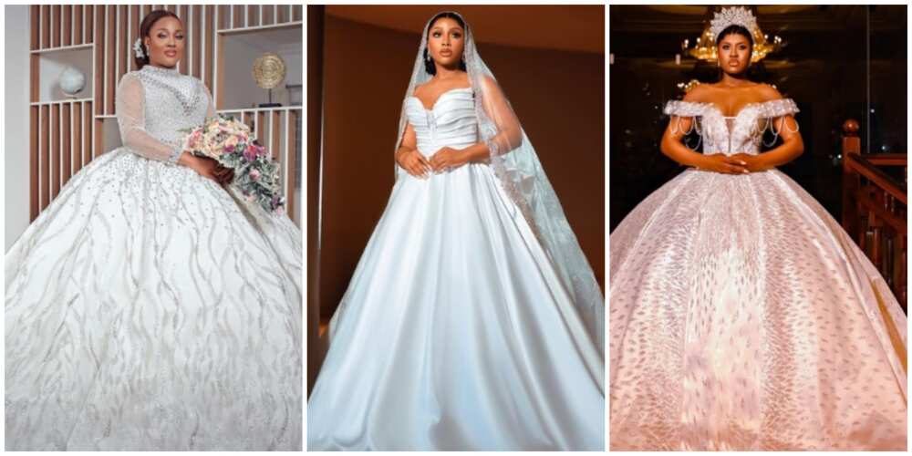 BBNaija reality TV stars in wedding dresses