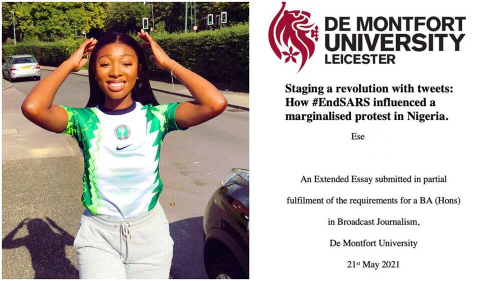 Nigerian lady writes about ENDSARS as school project in UK university, many praise her