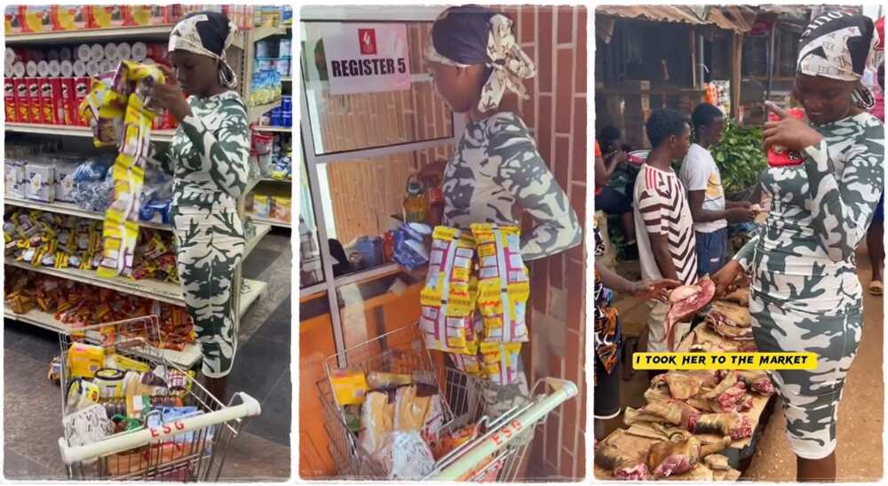Photos of a Nigerian lady who was taken for shopping by her boyfriend.