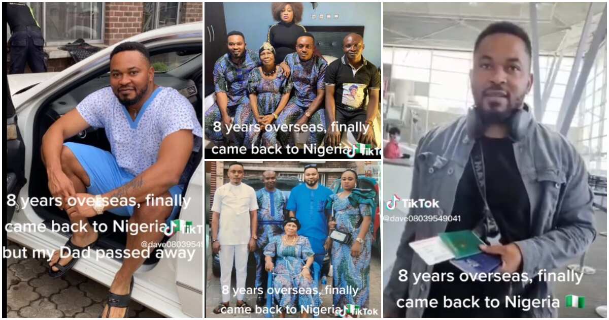 Sad video as young man returns to Nigeria after 8 years to find out his dad is no more