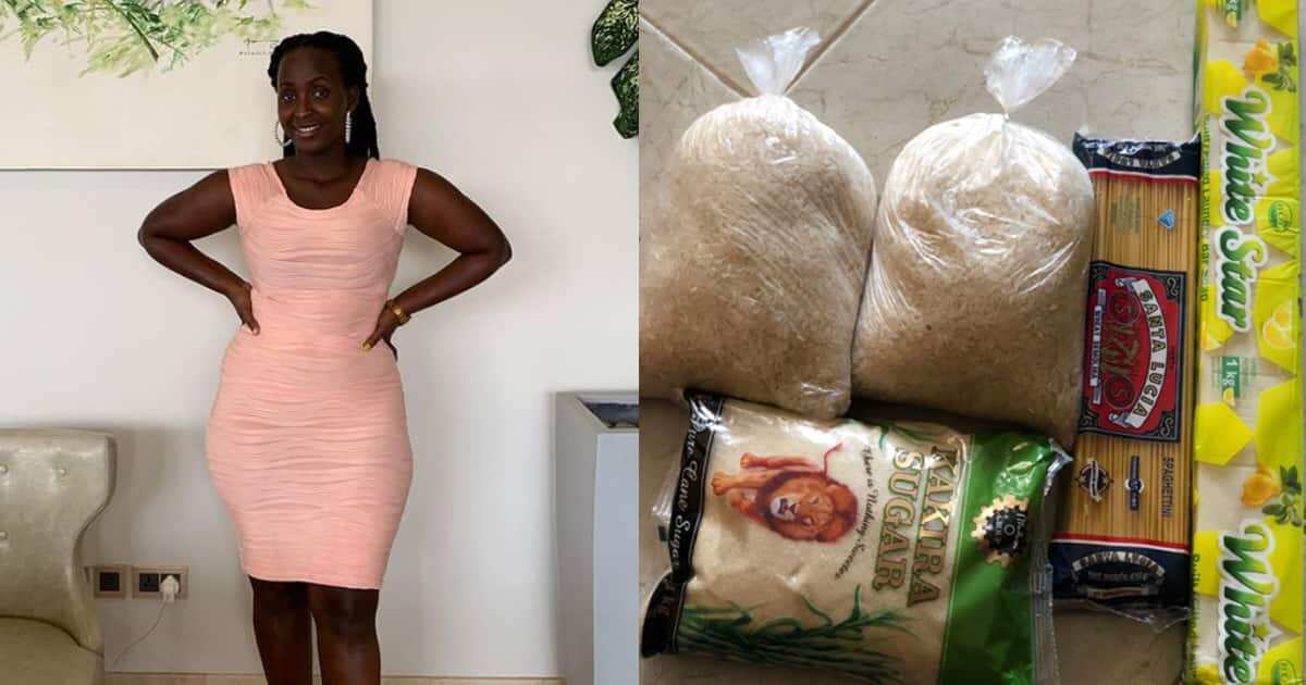 Young lady becomes emotional after okada man goes shopping, gives her many food items