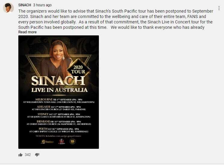 Coronavirus: Nigerian gospel singer Sinach postpones South Pacific tour to September