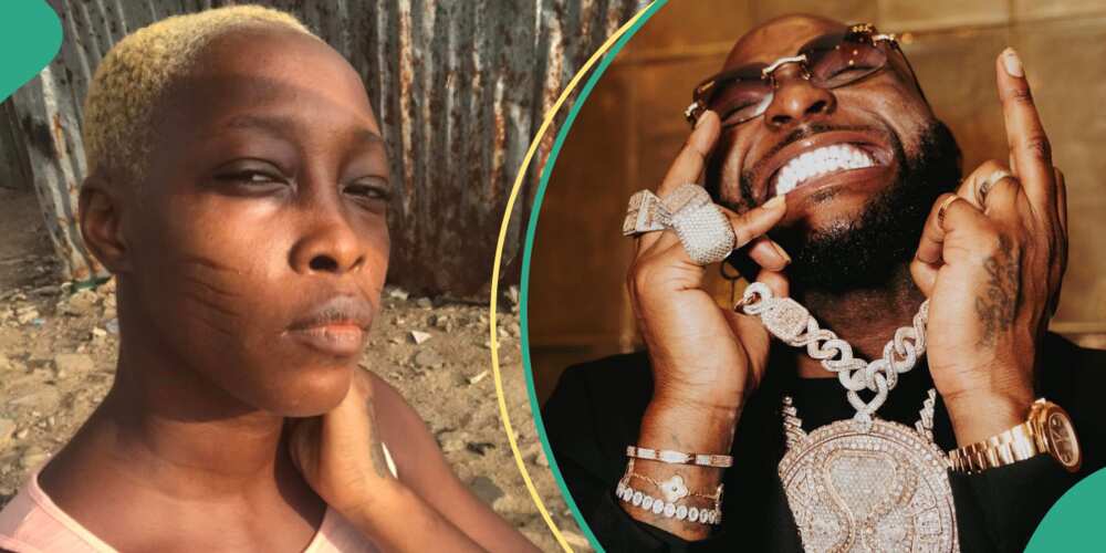 Tribal mark model Adetutu says Davido is still owing her. Tribal mark model Adetutu says Davido is still owing her.