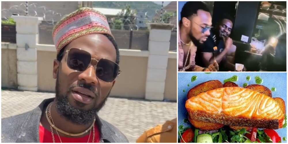 Funny video shows moment Dbanj tried salmon fish for first time