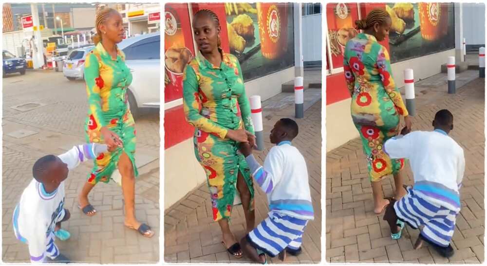 Photos of a tall lady and her disabled lover.
