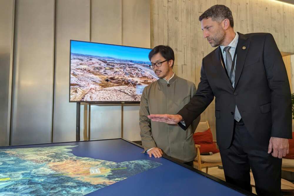 NEOM's govt director Tarek Qaddumi (R) said the mission's goal modified into balancing 'nature conservation, human livability and economic prosperity'