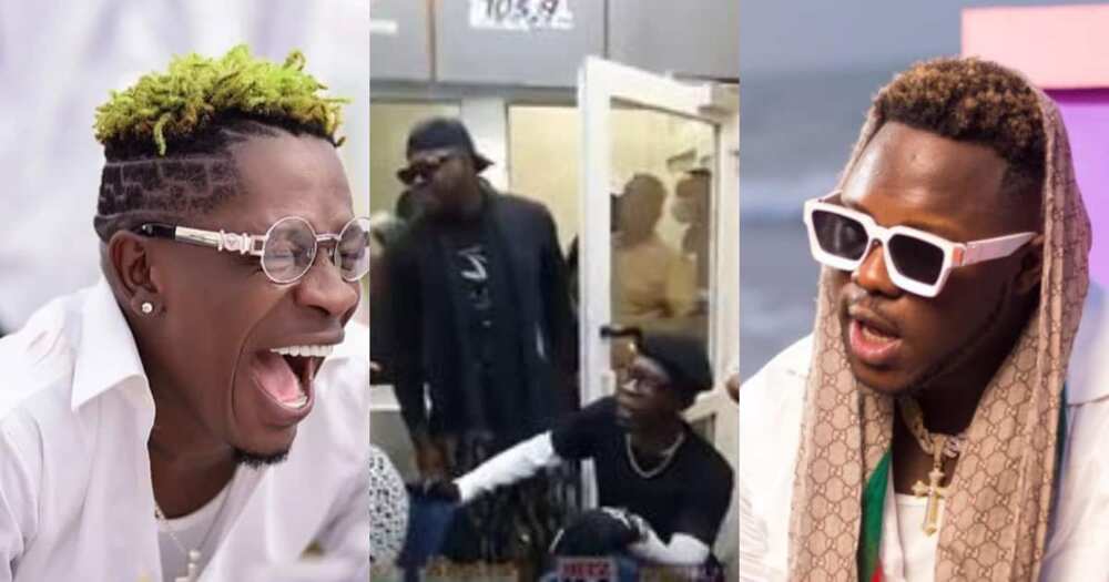 Shatta Wale Begs On His Knees For Coming Late To Interview With Medikal