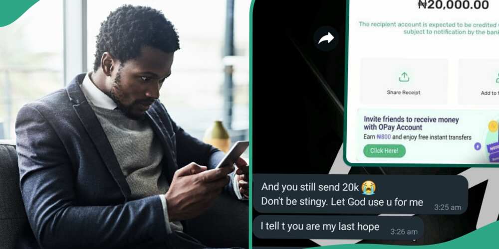Man releases discouraging message he got from follower whom he sent N20k, angers people