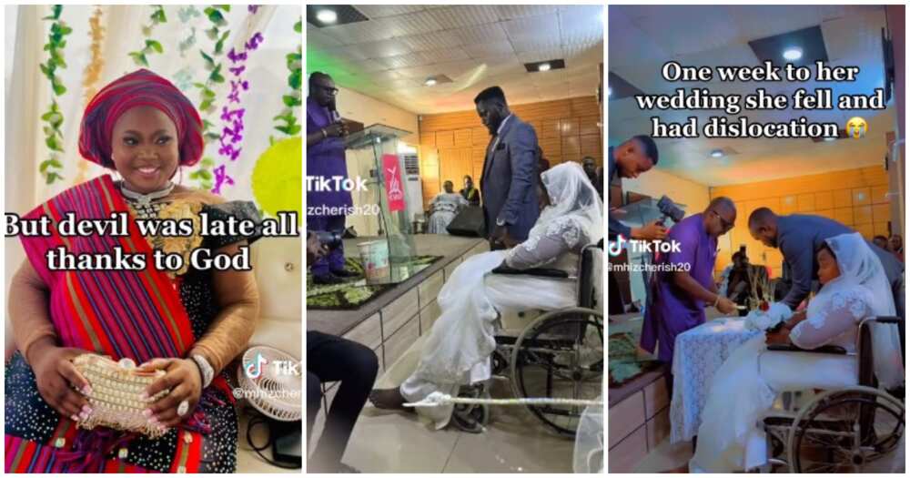 Leg dislocation, Nigerian lady weds in wheelchair