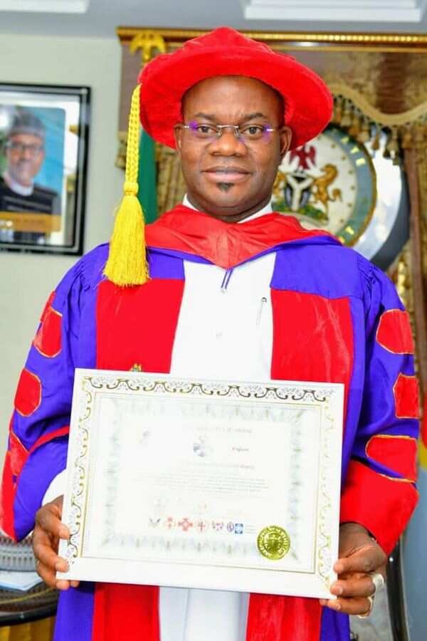 Governor Bello has been awarded a professorship certificate. Photo: @OfficialGYBKogi