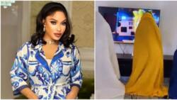 "Cover him well": Fans react as Tonto Dikeh joins TikTok challenge with anonymous person and her son