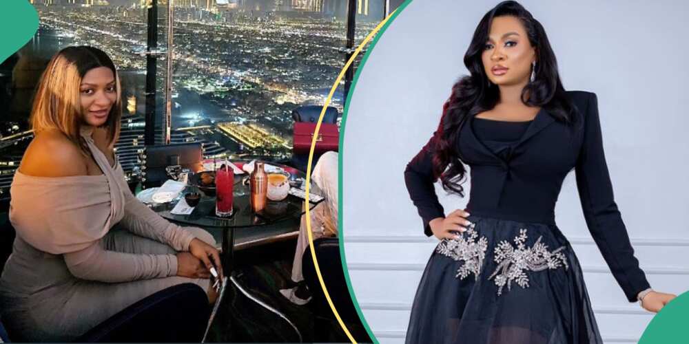 May Edochie on dinner date in the sky in Dubai