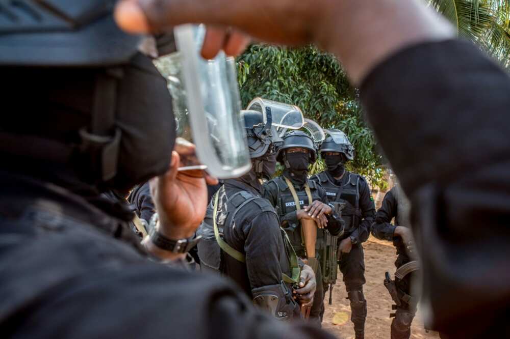 Anti-terrorist police in a training exercise in the Togolese capital Lome last week