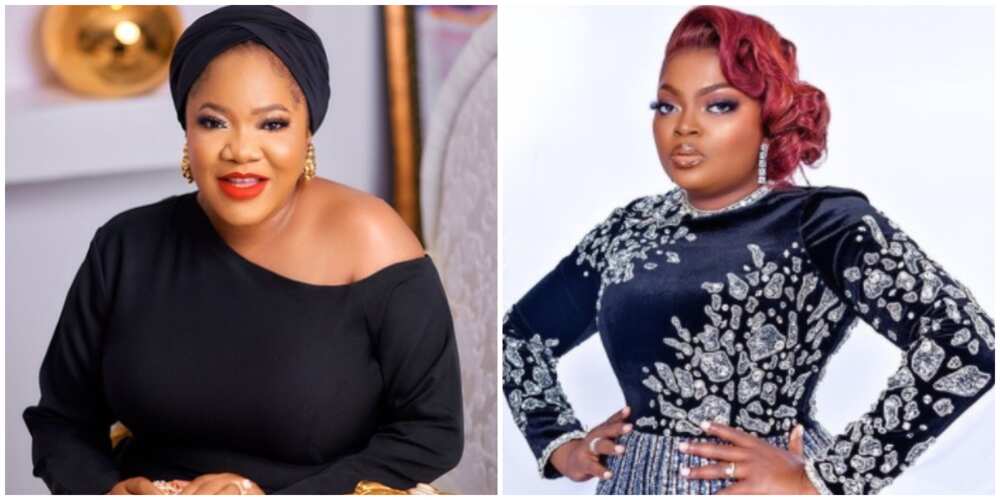Photos of Toyin Lawani and Funke Akindele. Photos of Toyin Lawani and Funke Akindele.