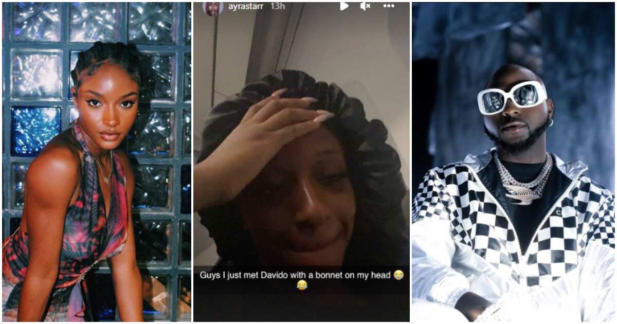 “Caught un-fresh”: Singer Ayra Starr cries out after meeting Davido with bonnet on her head, shares funny photo