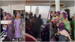 Governors' wives travel to Dubai, sing & give cakes to Aisha Buhari for her birthday, video gets people angry