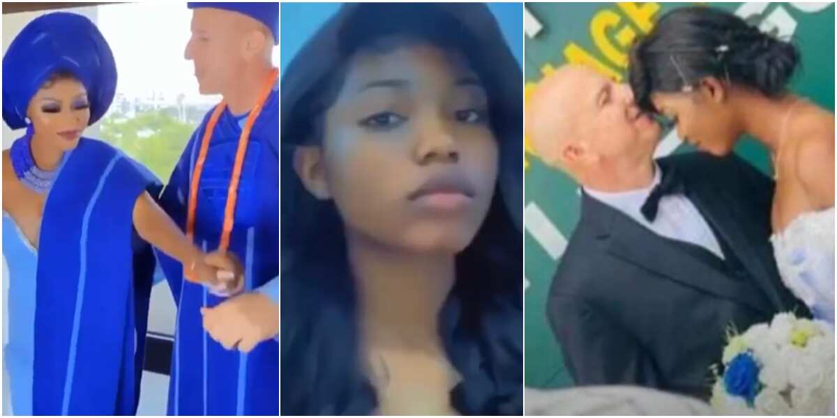 Lady Gets Married to Oyinbo Man Her Yahoo Boyfriend Asked Her to Speak to  on His Behalf, Cute Video Goes Viral 