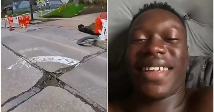 Oyinbo man, biggest pothole, Nigerians react