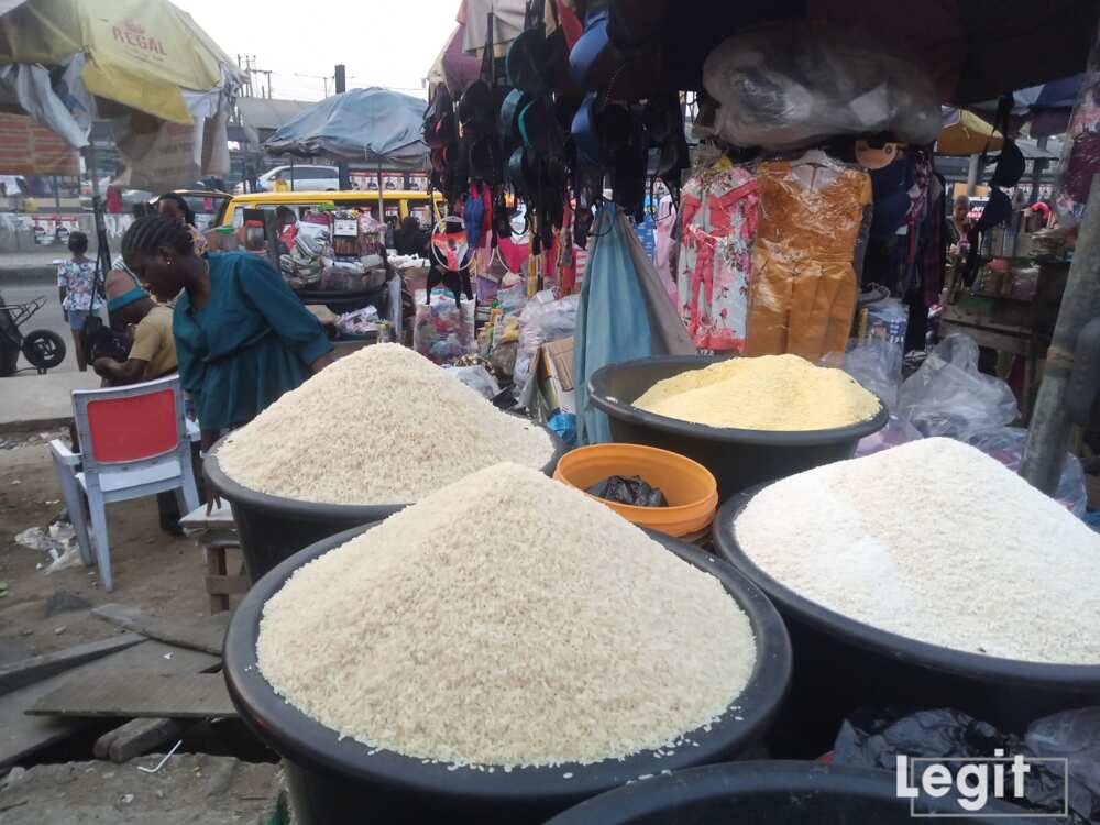Bag of rice, Bag of beans, Garri, Lagos market