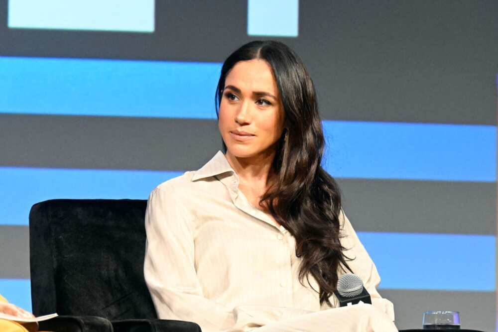 Meghan speaks onstage during the Breaking Barriers, Shaping Narratives: How Women Lead On and Off the Screen panel at the 2024 SXSW Conference and Festival