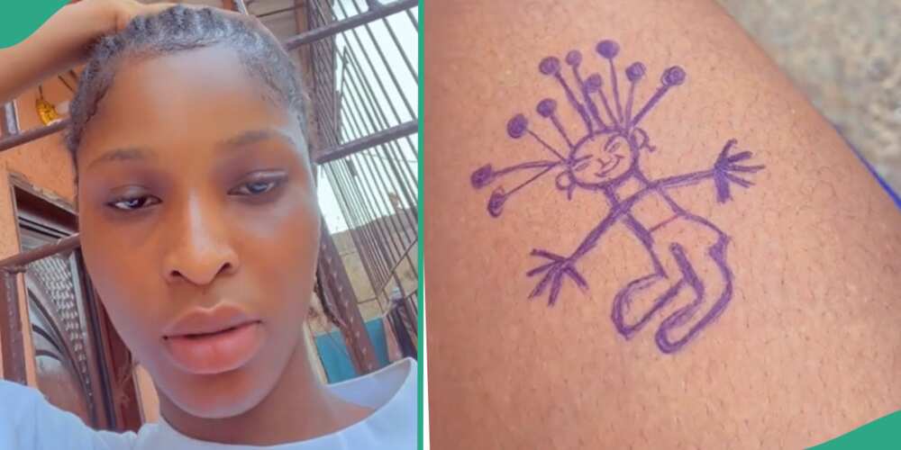 Nigerian lady gets a funny tattoo.