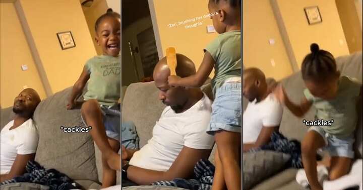 Little girl taunts bald father, funny video