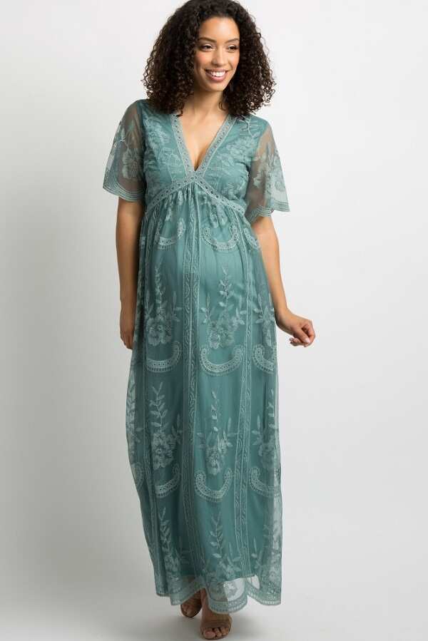 Festive lace maternity dress