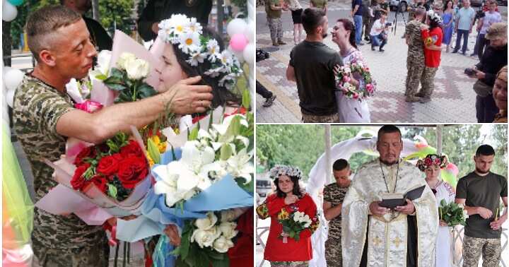 Ukrainian soldiers fall in love, war, wedding ceremony