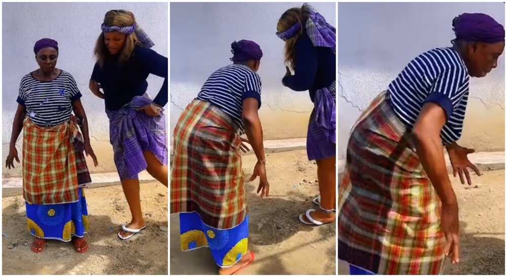Nigerian mother-in-law shows daughter-in-law how to dance.