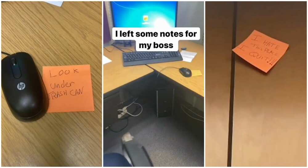 Video shows how a man resigned his job in a strange way.