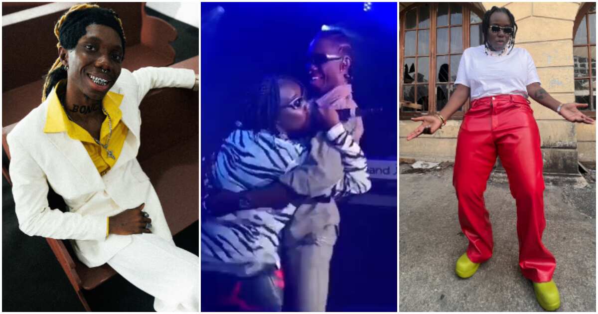 See how Blaqbonez handled colleague Teni on stage as they danced together during her performance