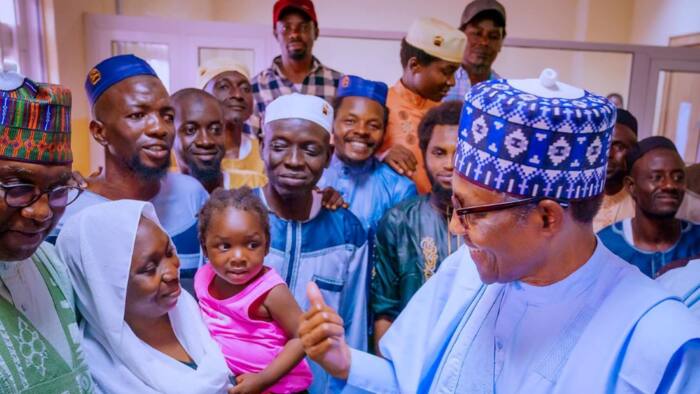 Hours after their release, Buhari visits key victims of terrorism in northern state