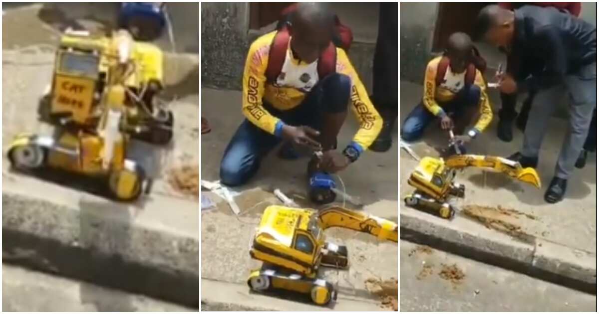 Talented Nigerian teenager builds Caterpillar truck controlled with water and syringe (video)