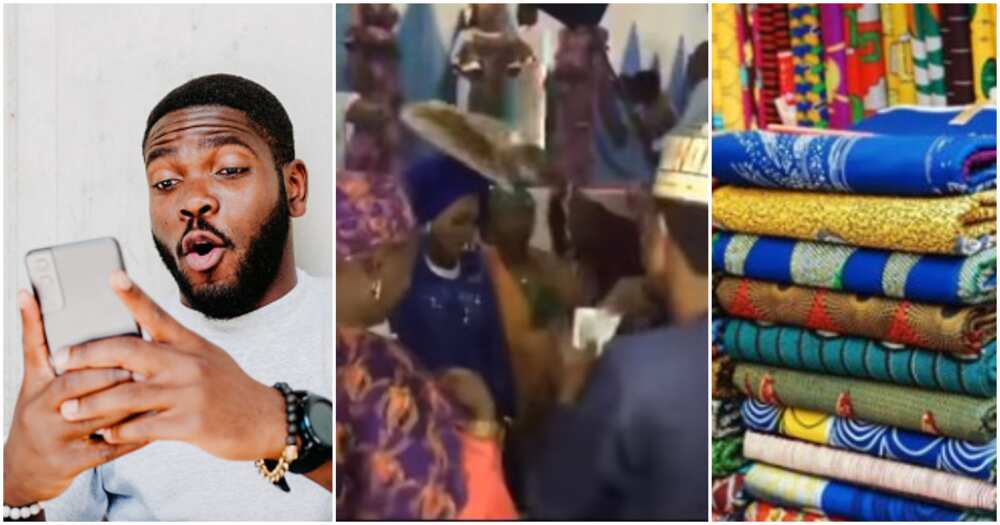 Nigerians react to video of ladies spraying female celebrant costly ankara at event instead of cash