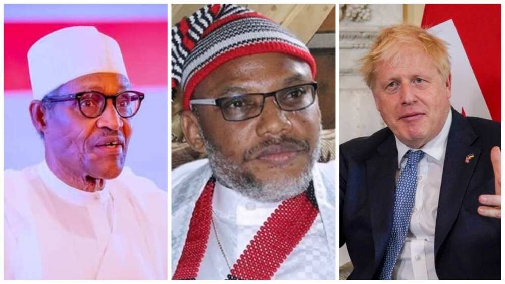 President Muhammadu Buhari, Boris Johnson, Nnamdi Kanu, IPOB, Biafra, Uk Prime minister