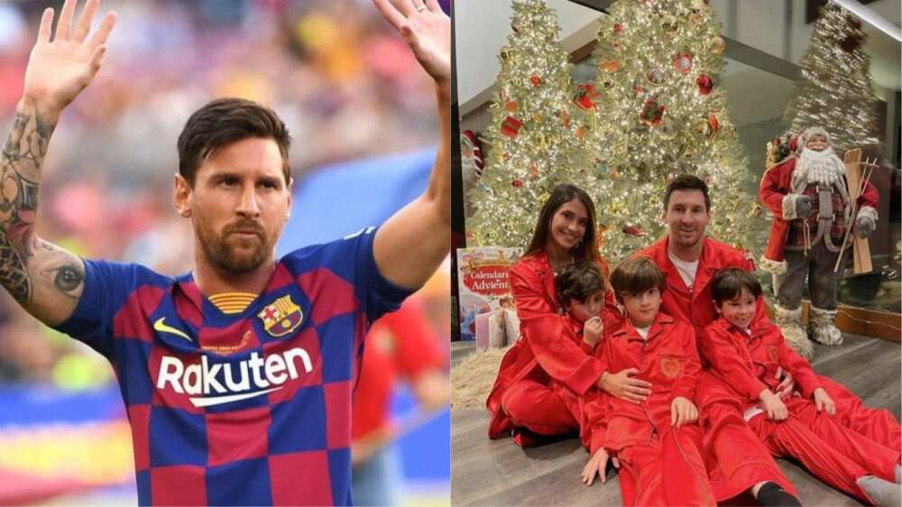 Lionel Messi, Barcelona star, poses with wife and children to celebrate Christmas