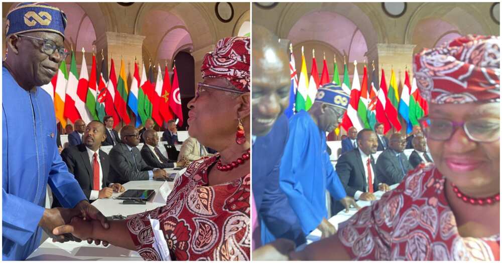 Ngozi Okonjo-Iweala/ President Tinubu/ Okonjo-Iweala and Tinubu/ Okonjo-Iweala and Tinubu in Paris/ Paris Finace Summit