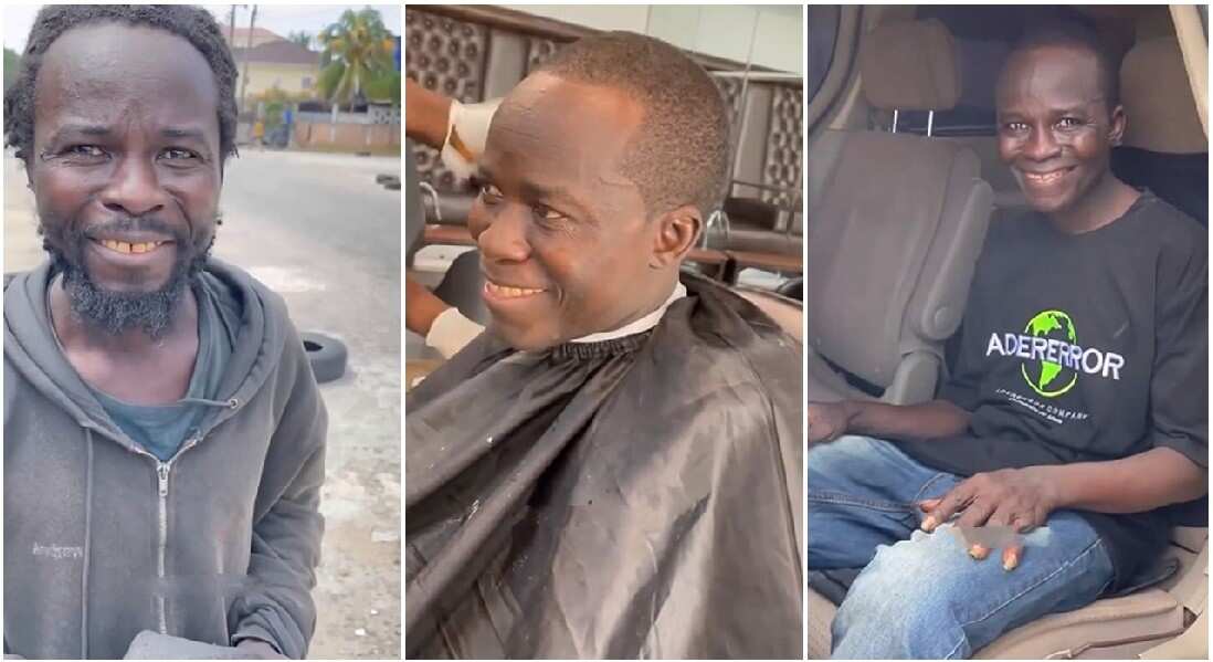 Real transformation: Man picked from the street and cleaned up, given haircut, clothes, he smiles in video