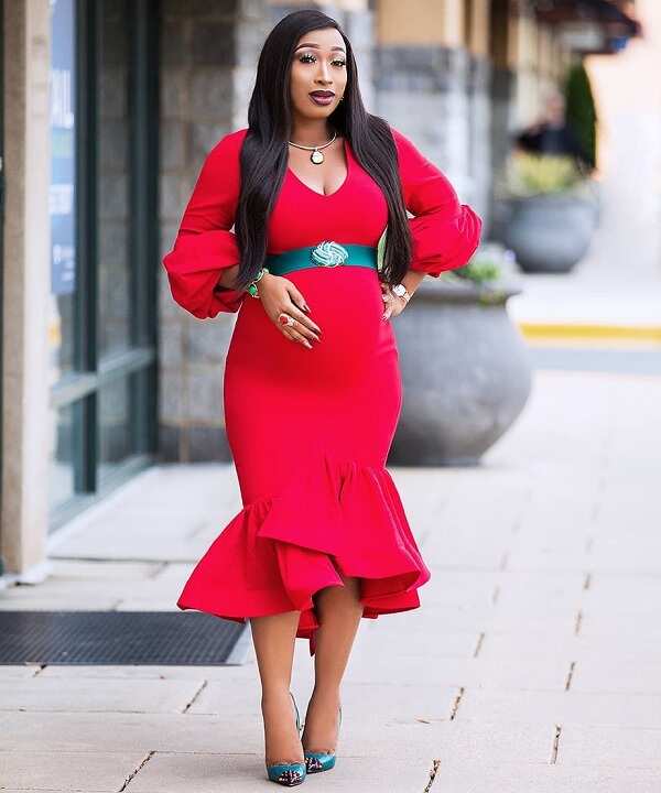 Red maternity gown
