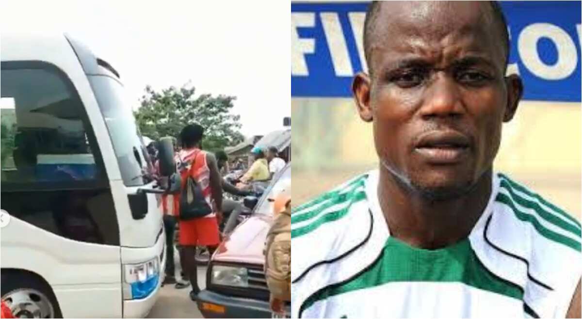 Drama as Nigerian footballer stops former club's bus, seizes it over unpaid salaries as players go to stadium on 'Okadas'