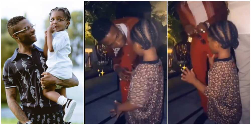 Video captures moment Wizkid cautioned son Zion against drinking alcohol