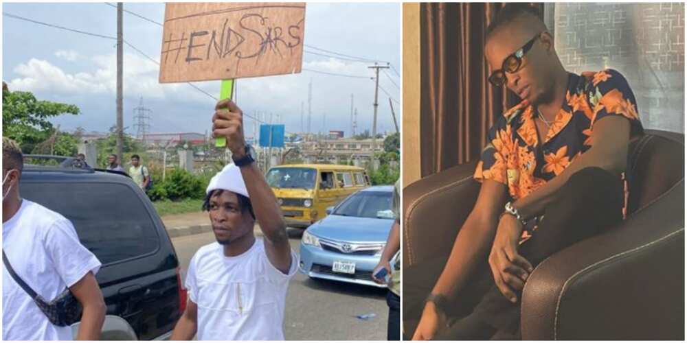 End SARS: BBNaija winner Laycon joins protest, condemns killings (photo)
