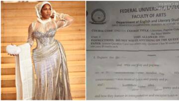 Tiwa Savage's leaked tape featured in a recent federal university exam, photo of the question paper goes viral