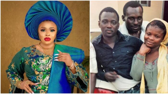 "He saved me from my rubber band phone": Actress Dayo Amusa shares epic throwback photo with Pasuma