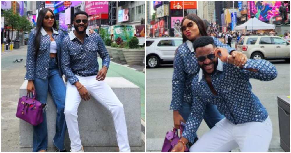 Ebuka Obi-Uchendu and wife in matching outfit